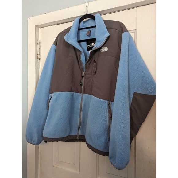 Vtg Women's North Face Soft Shell zip jacket size xl blue/blk used - Picture 2 of 6